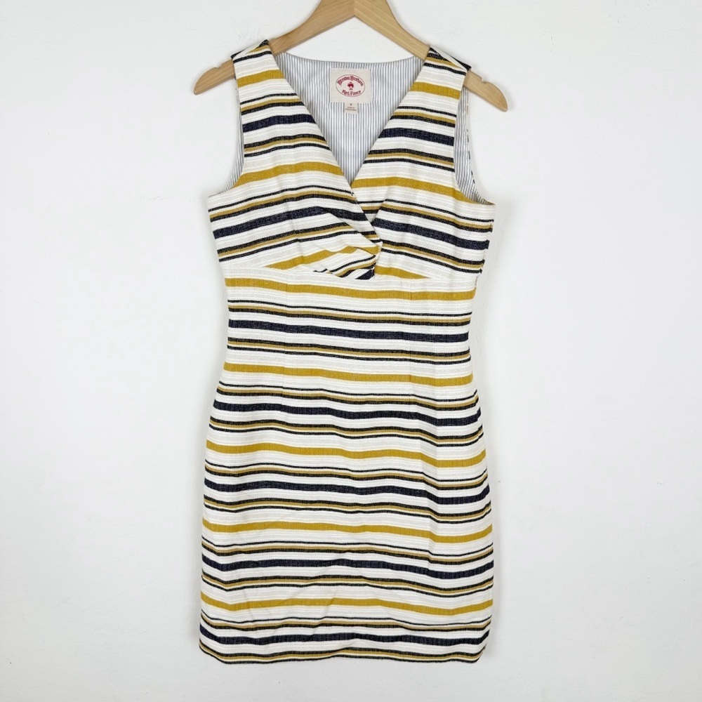 Brooks Brothers Cream Striped Sleeveless Sheath Mini Dress